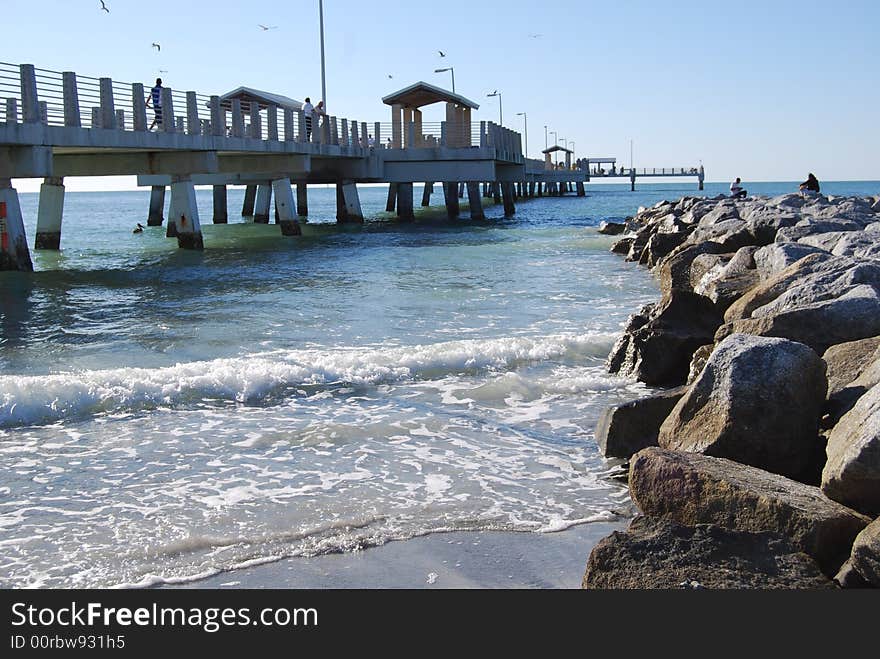 Beach rocks and Pier