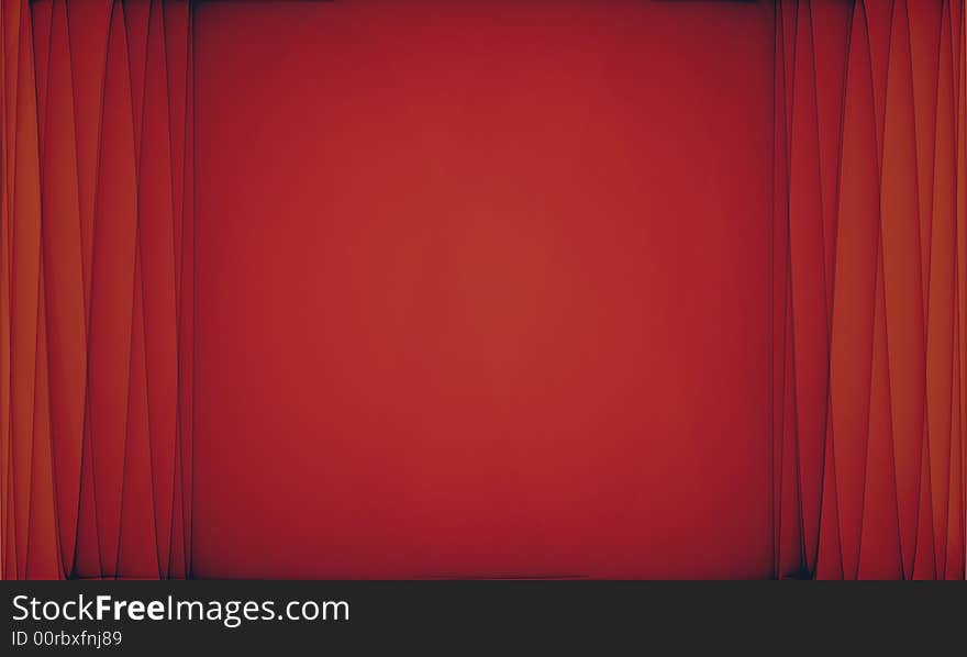 Wave illustration representing red curtains opening at a theater. Wave illustration representing red curtains opening at a theater