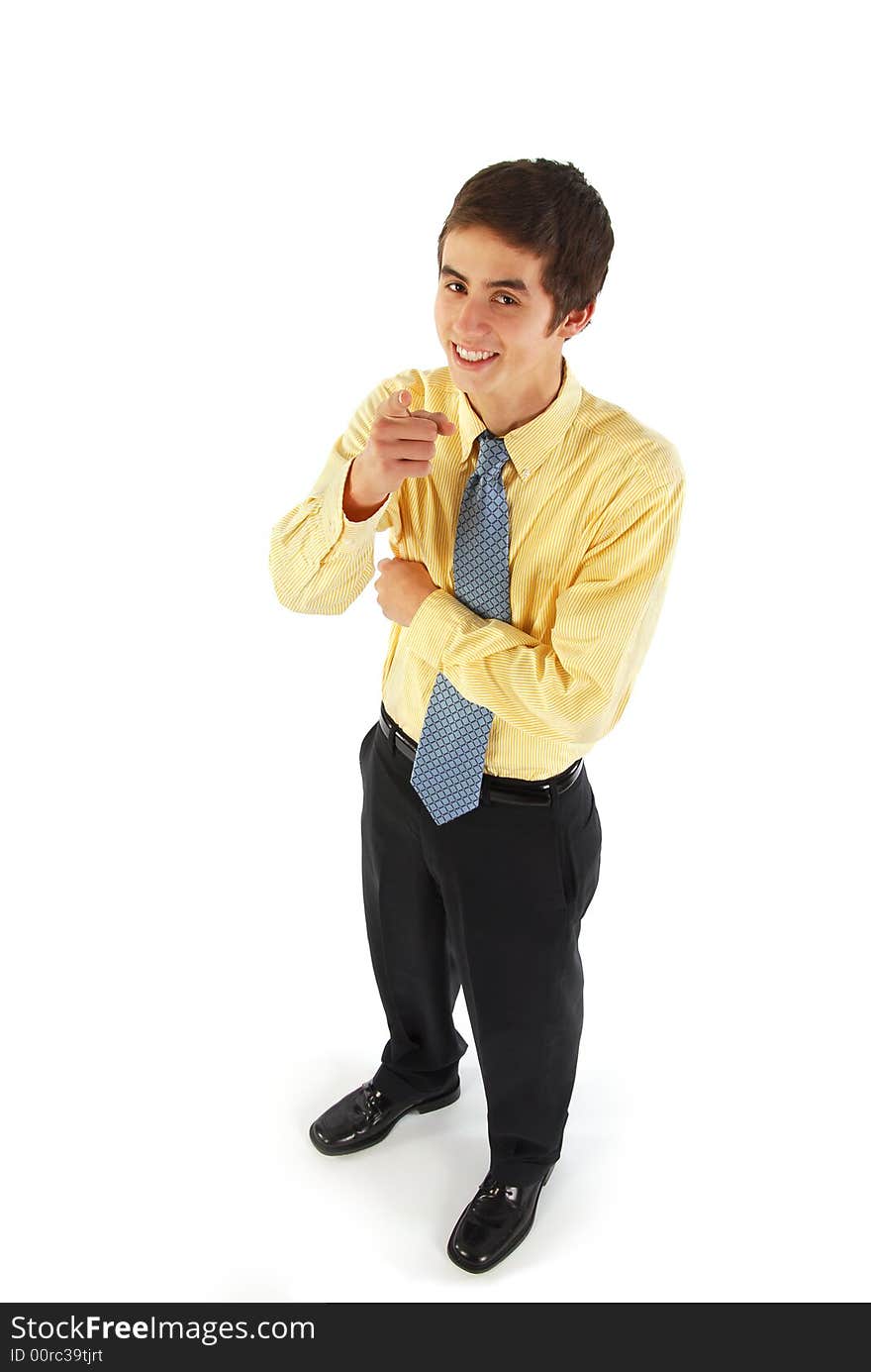 Young Businessman Pointing