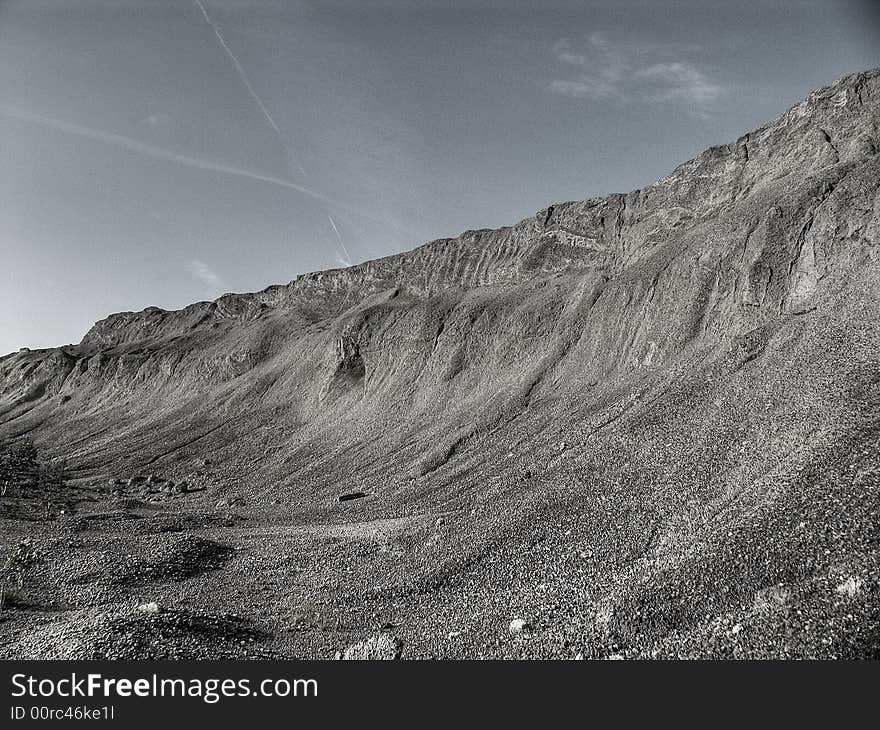 Waste rocks dump. This is really artificial mountains. Waste rocks dump. This is really artificial mountains.