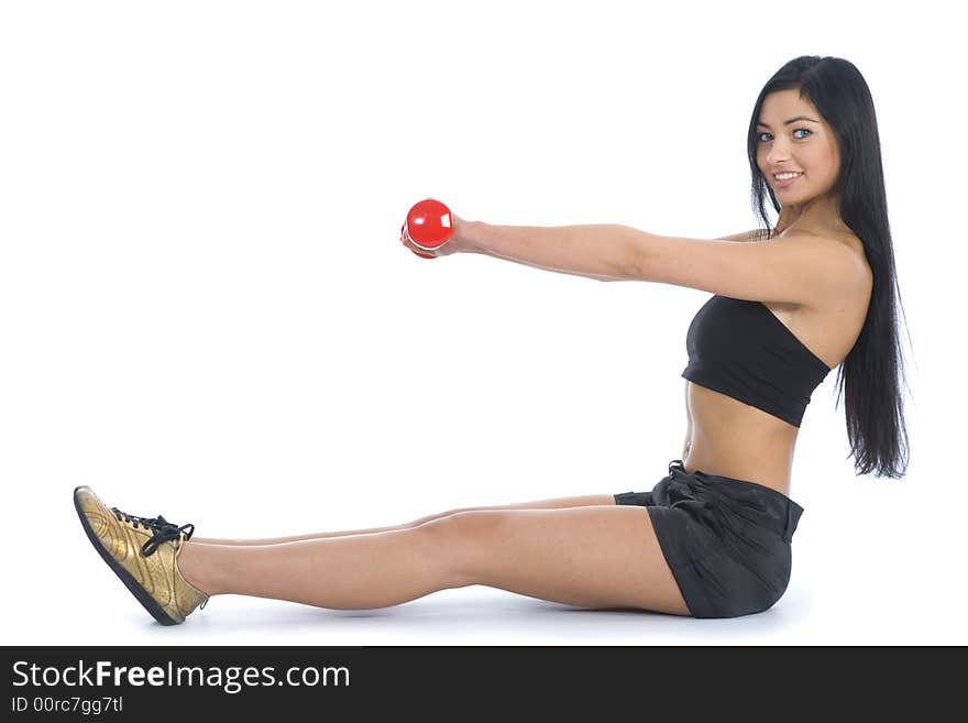 Beautiful girl with dumbbells