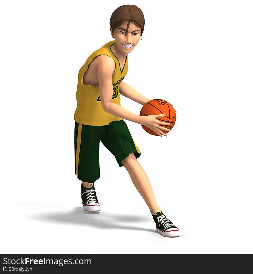 Young man plays basketball