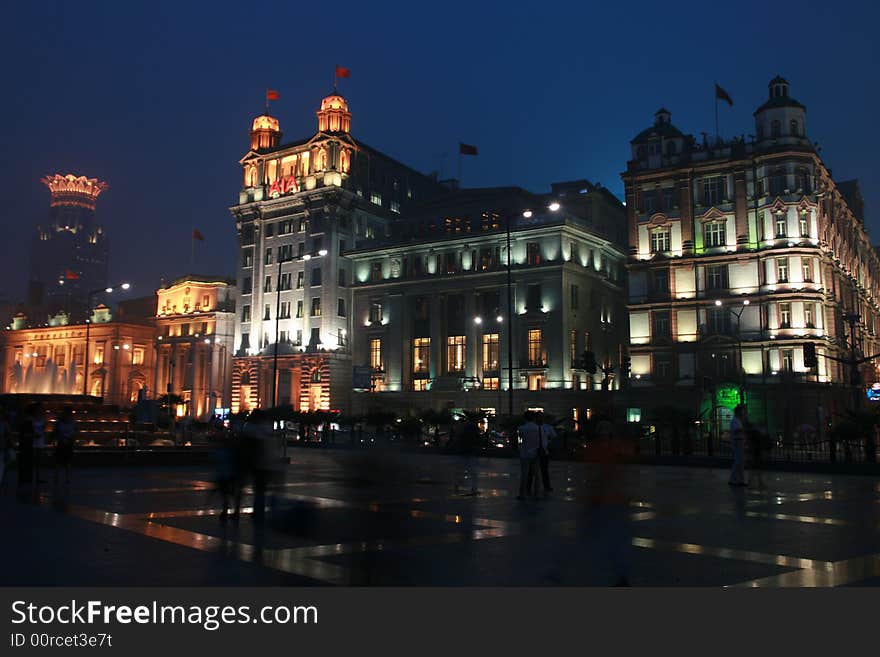 Beautiful scene at night along the bund