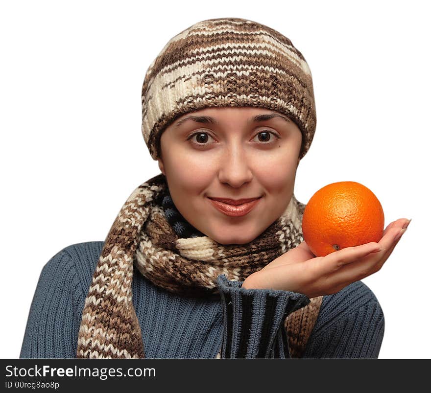 The young woman with an orange