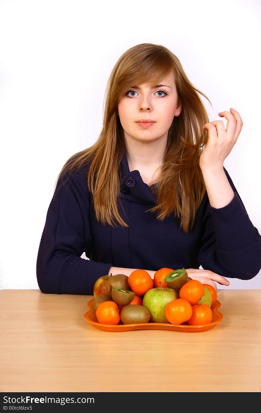 Young woman with fruits