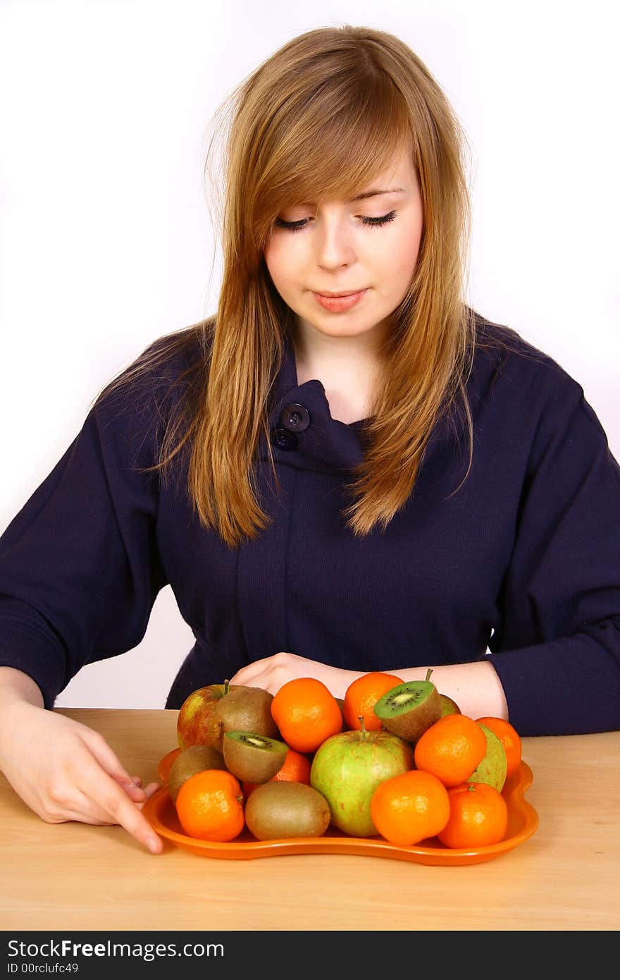 Young woman with fruits