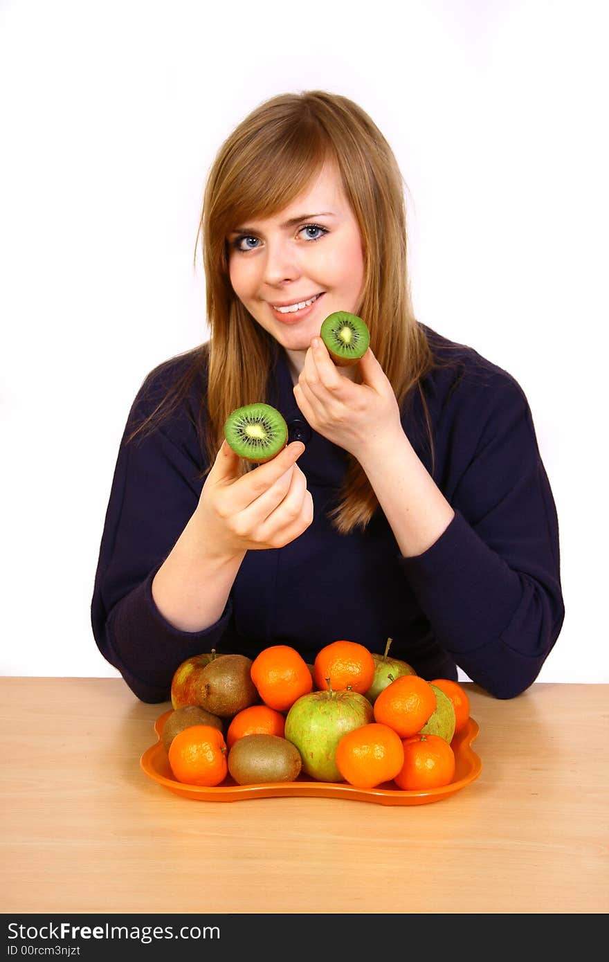 Young woman with fruits