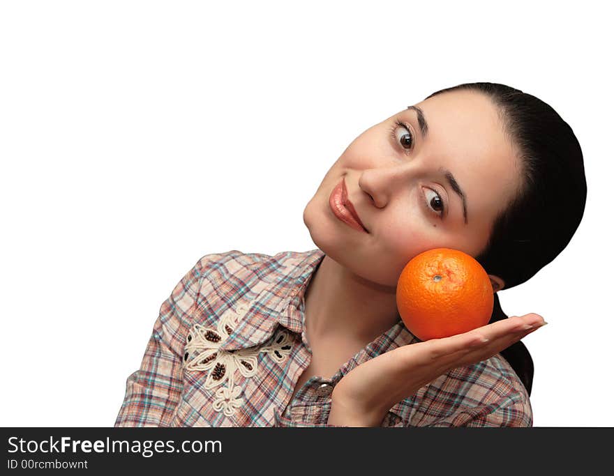 The girl with an orange