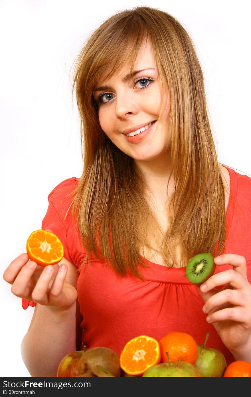 Young woman with fruits