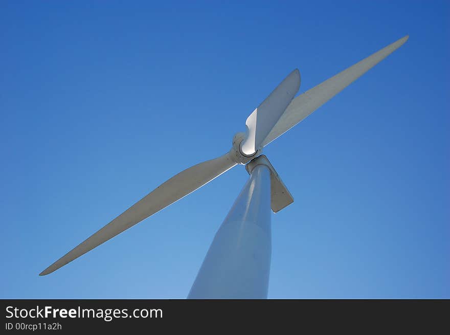 Wind turbine looking up in the sky, landscape