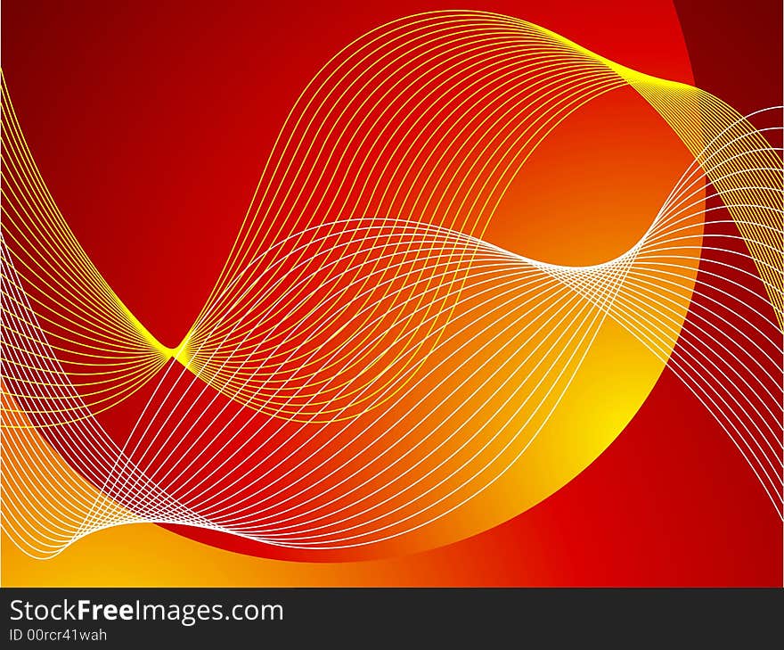 Abstract red background with white wave line