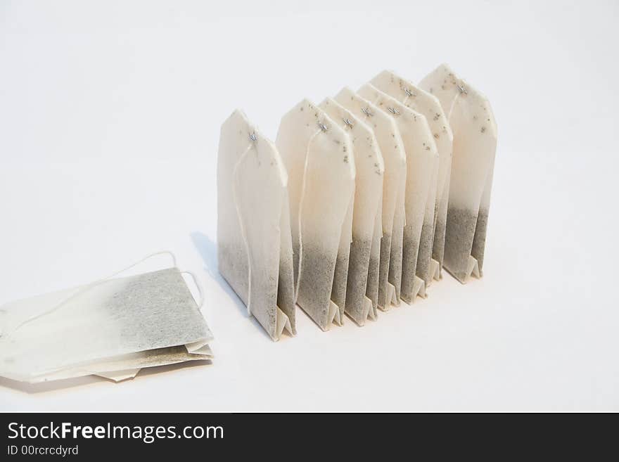 Tea bags on isolated background