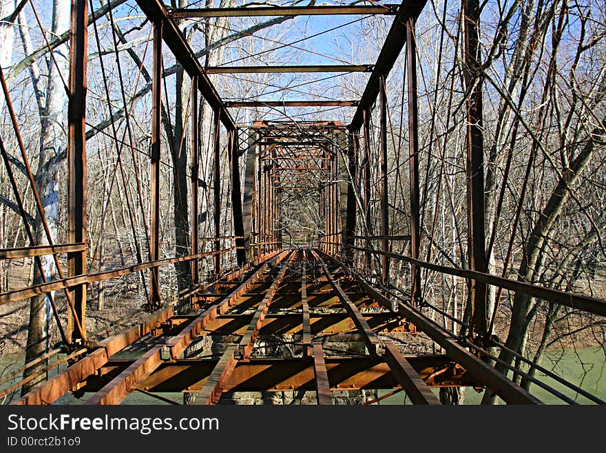 Shell of an old iron bridge from days gone by. Shell of an old iron bridge from days gone by