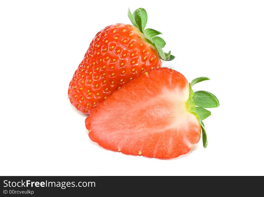 Strawberries closeup isolated