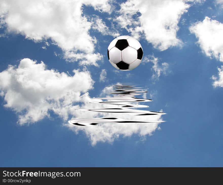 Soccer ball soaring into the heavens. Soccer ball soaring into the heavens.