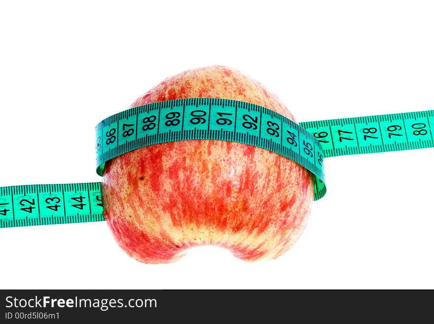 Fitness Concept : Apple With A Roulette (isolated)