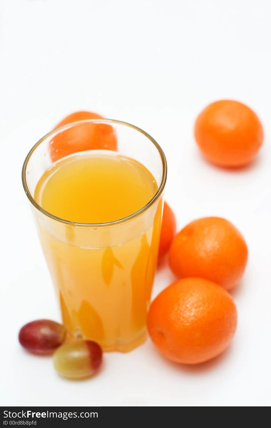 Fresh juice with fruit composition. Isolated.