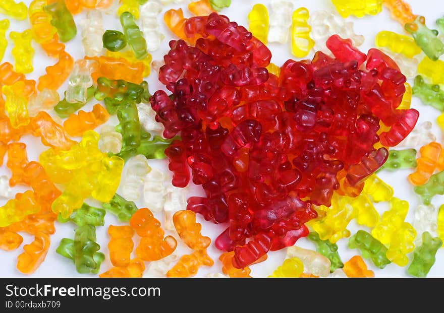 Sweet jelly heart. Close up shot.