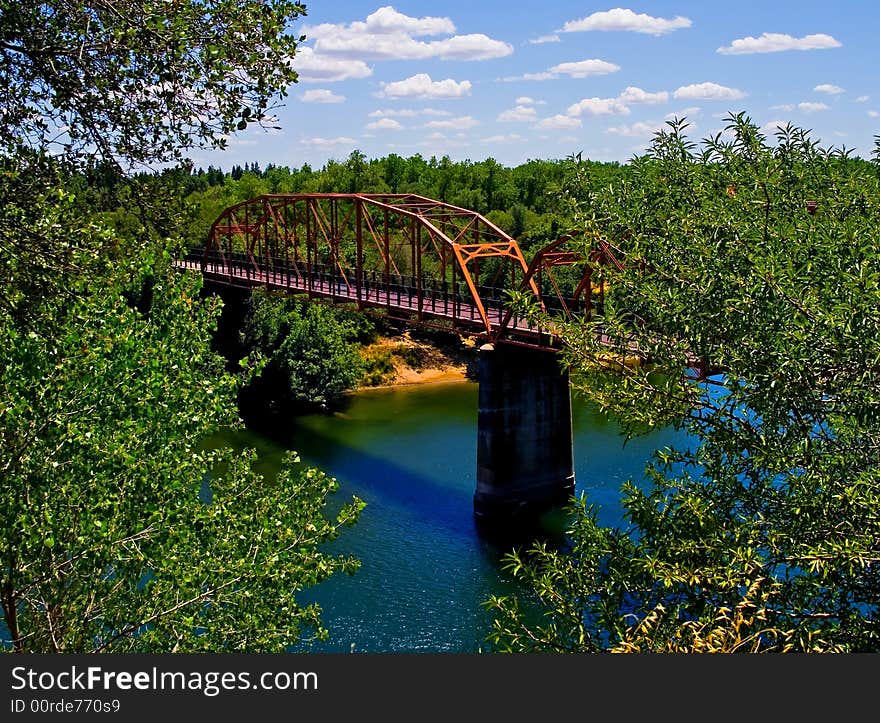 Old Red Bridge Over The American River