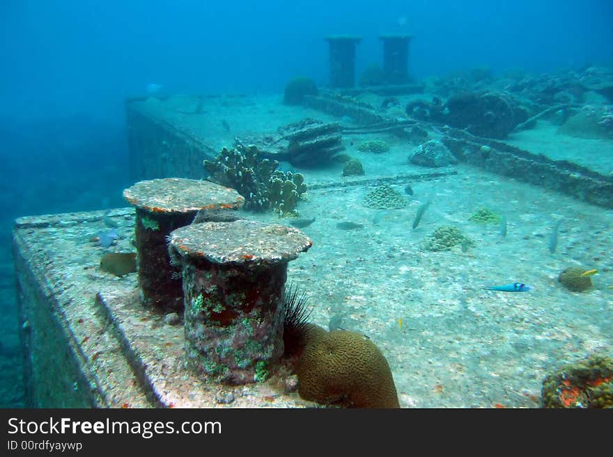 Details of a shipwreck underwater. Details of a shipwreck underwater