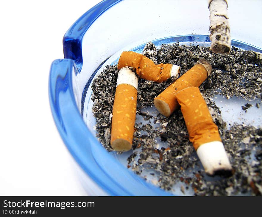 Cigarette on white background. Clear.