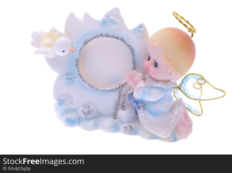 Small cute angel figurine  isolated on white. Small cute angel figurine  isolated on white