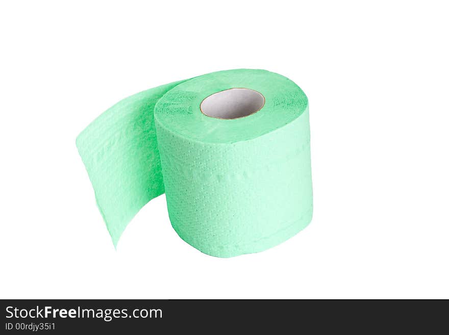 Light green toilet paper isolated