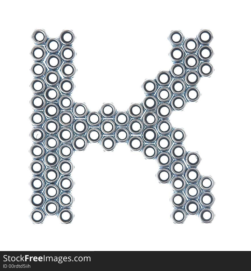 Screw letter K, white background isolated