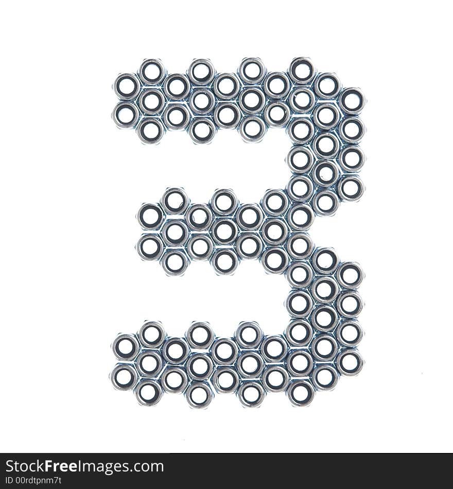 Screw number 3, white background isolated