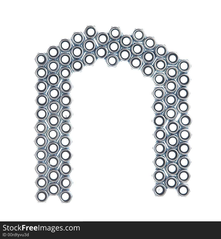 Screw letter N, white background isolated