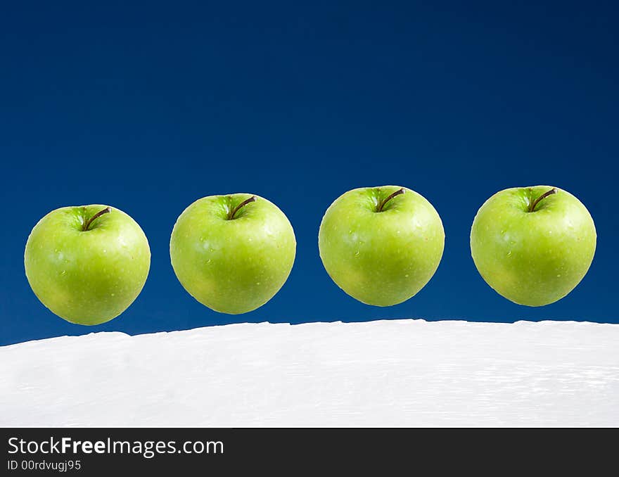 Set of apples on a background of the sky