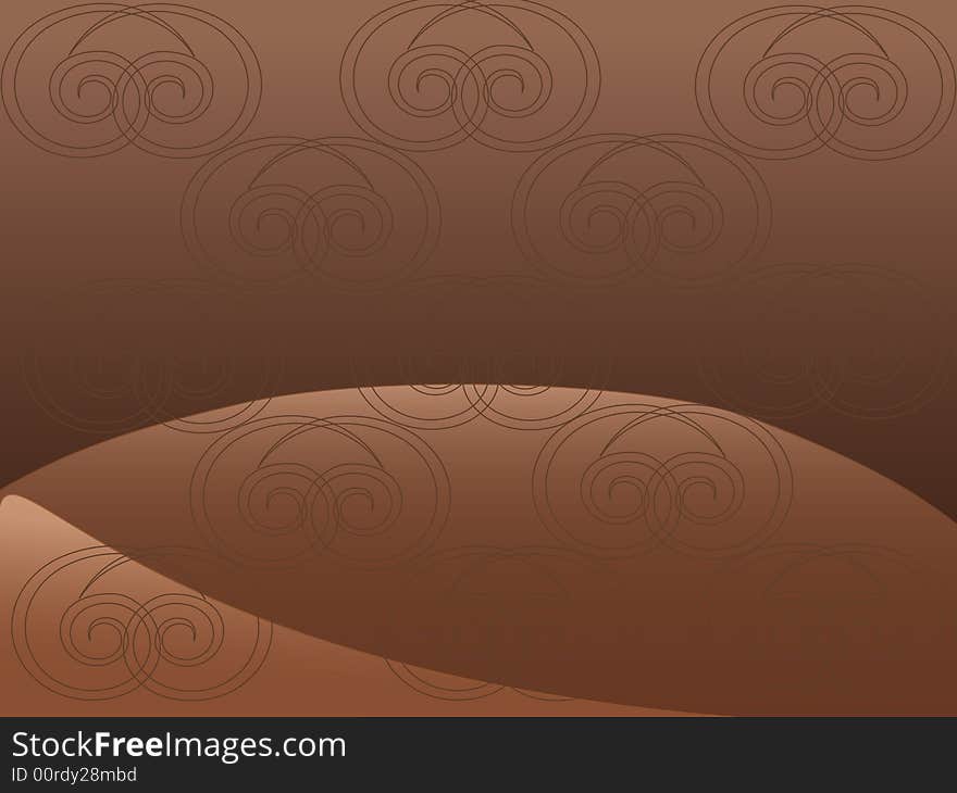 Brown background, with abstract wave painting.