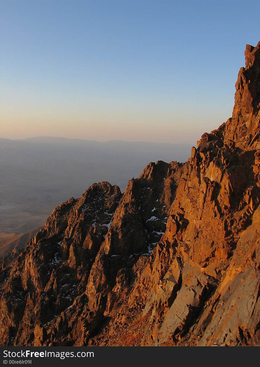 High rocks in evening.  Babaytag region, Uzbekistan