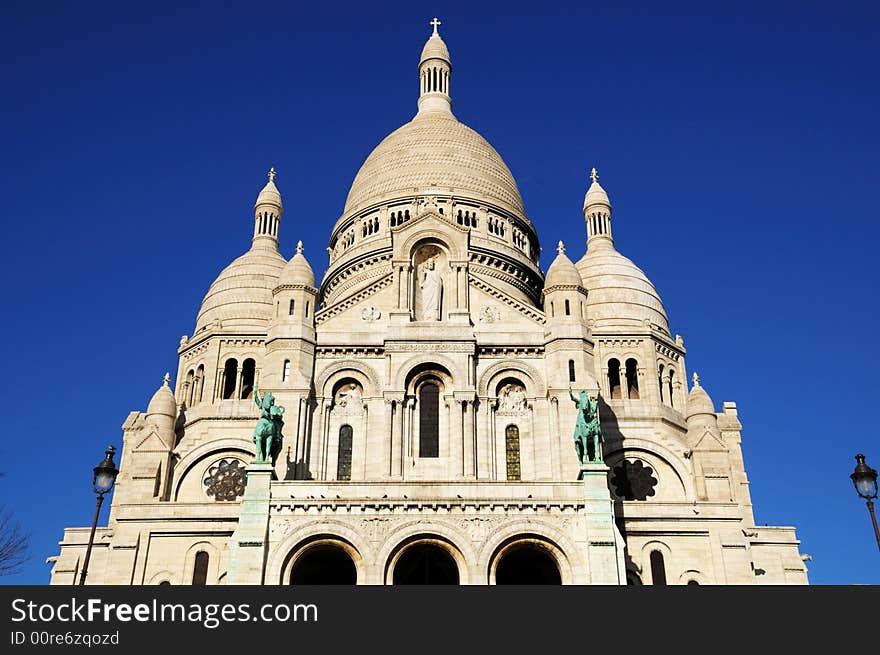 Sacre-Coeur basilica details, Paris highest point