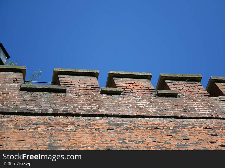 Fortress wall of Wawel Castle. Krakow. Poland. Medieval history memorial. Fortress wall of Wawel Castle. Krakow. Poland. Medieval history memorial