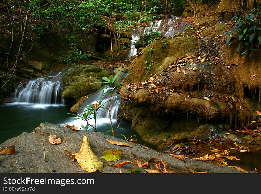 Waterfall Kanjanaburi river tropical Nature. Waterfall Kanjanaburi river tropical Nature