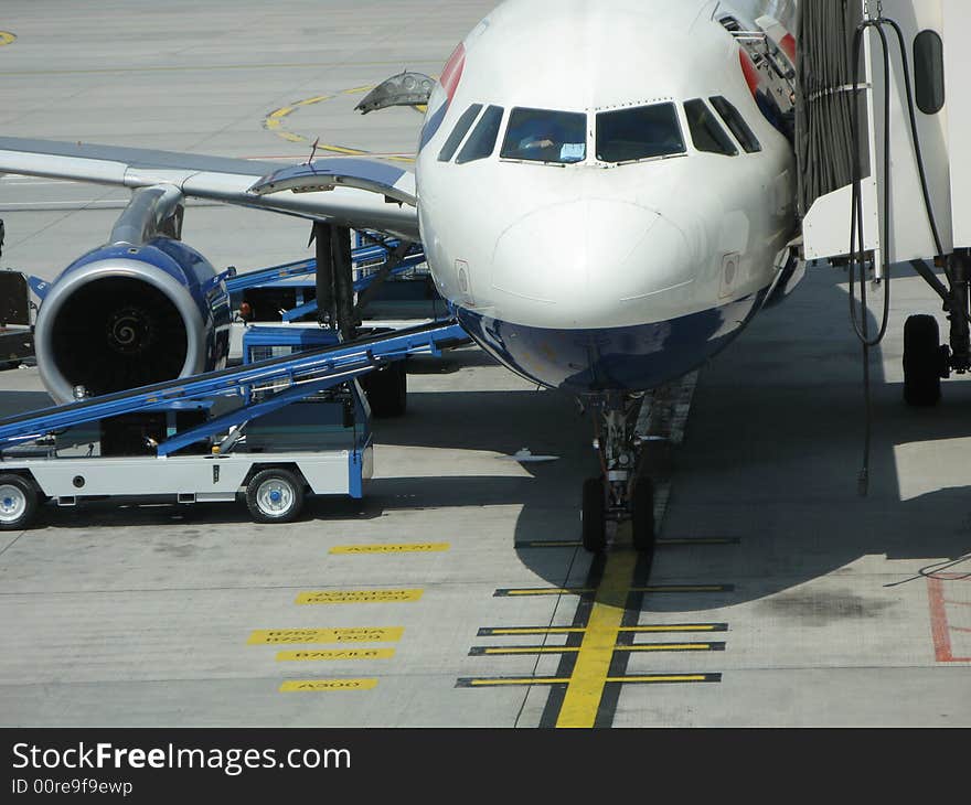 Jet plane being loaded