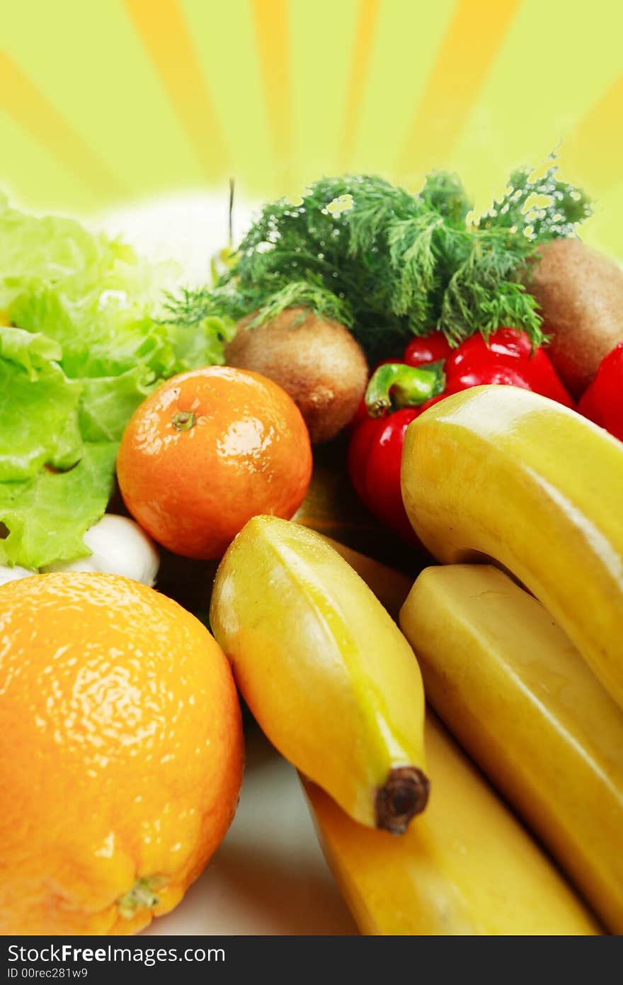 Fresh Vegetables, Fruits and other foodstuffs. Shot in a studio. Fresh Vegetables, Fruits and other foodstuffs. Shot in a studio.