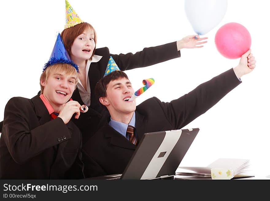 Group of business people celebrating smth in office. Shot in studio. Group of business people celebrating smth in office. Shot in studio.