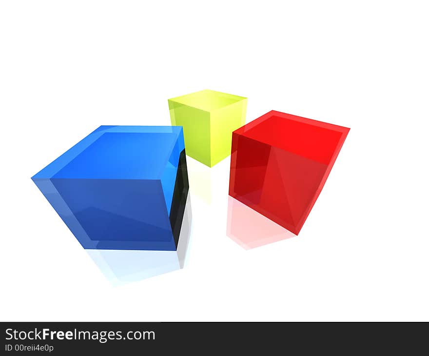 Illustration of few boxes in colors