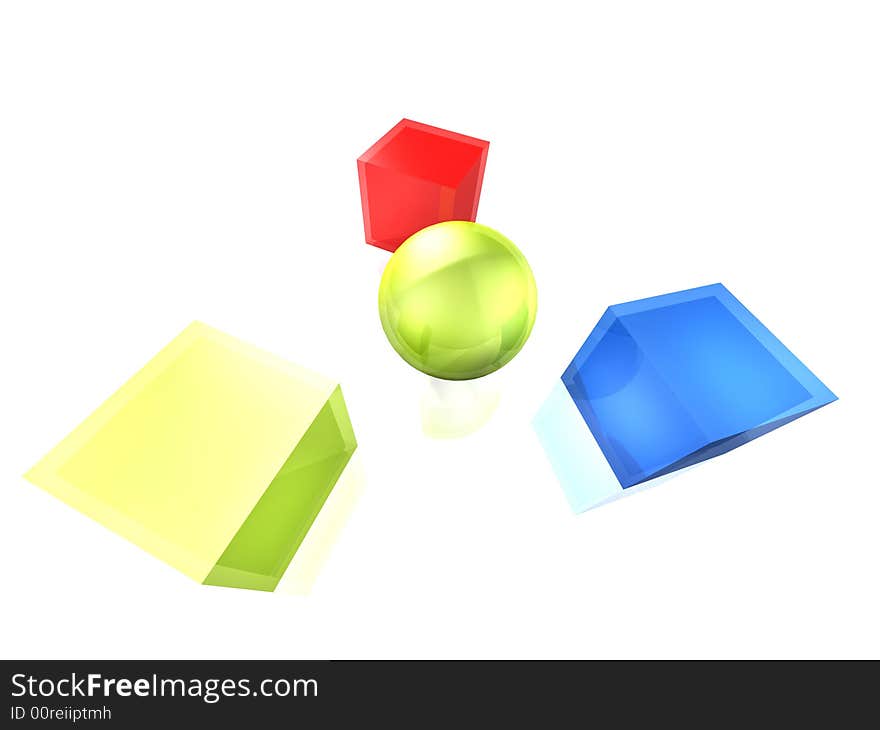 Illustration of few boxes and ball. Illustration of few boxes and ball