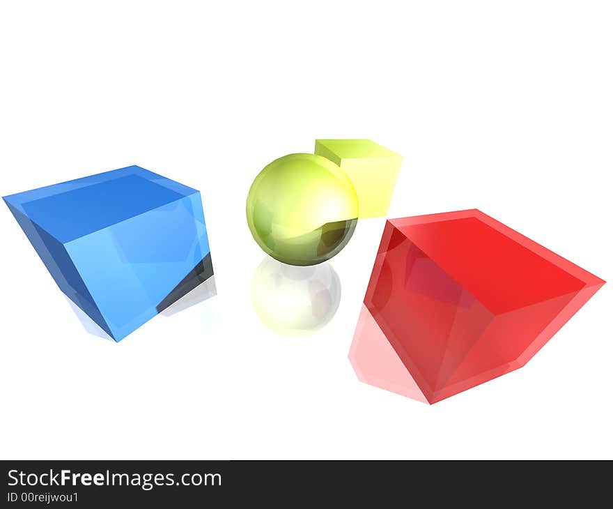 Illustration of few boxes and ball. Illustration of few boxes and ball