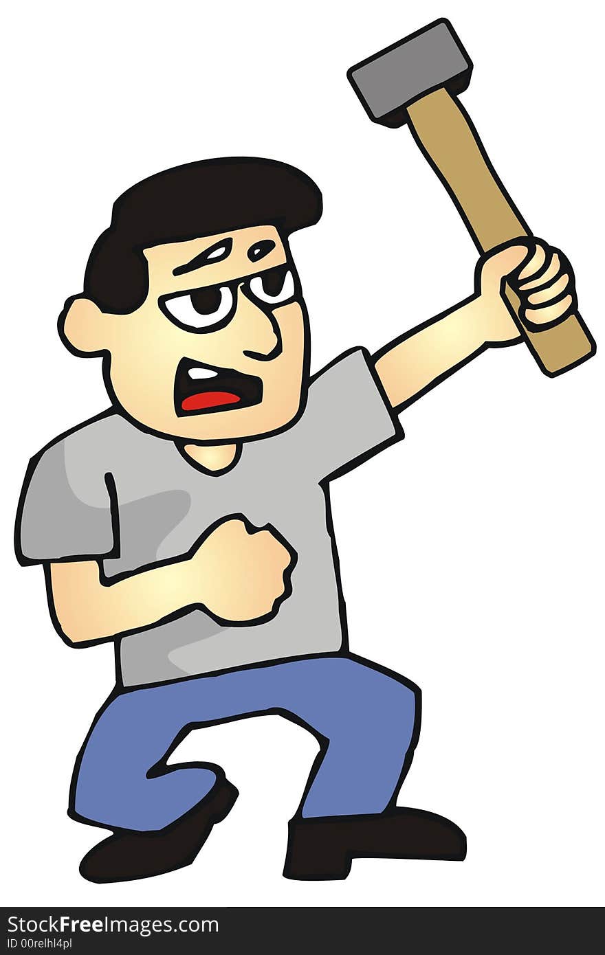 Art illustration of a man with a hammer