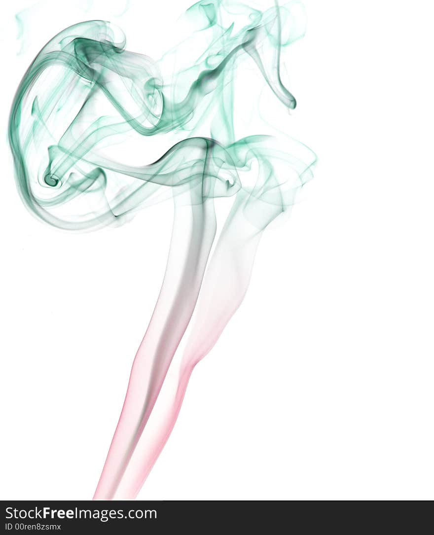 Colorful smoke on white background