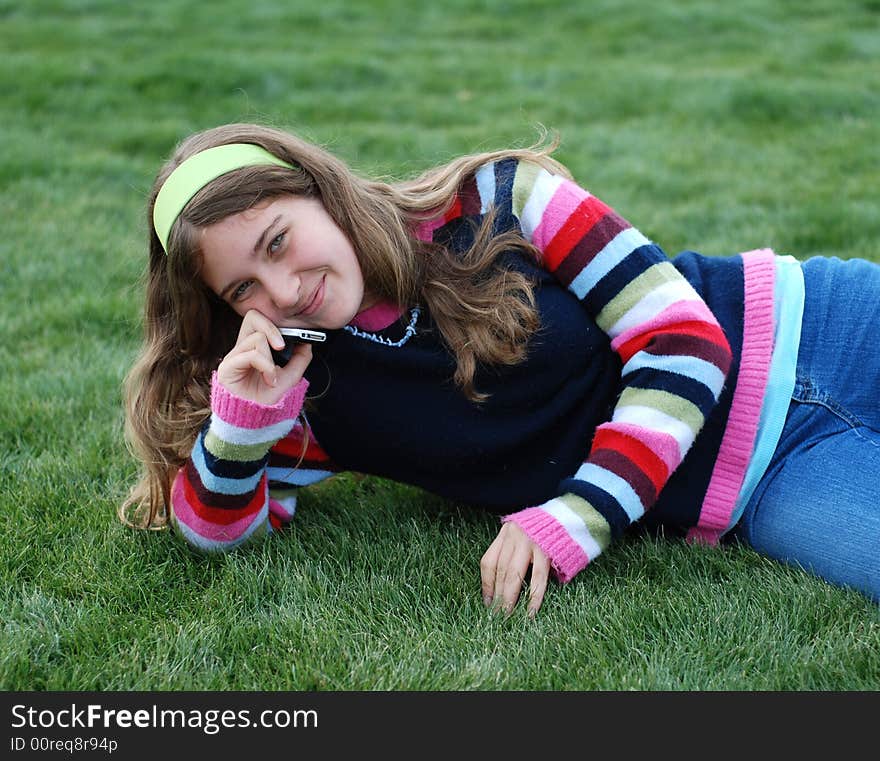 Young girl and cellphone