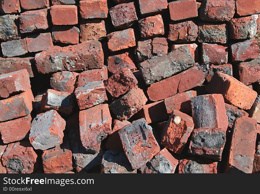 A Old red brick pile background