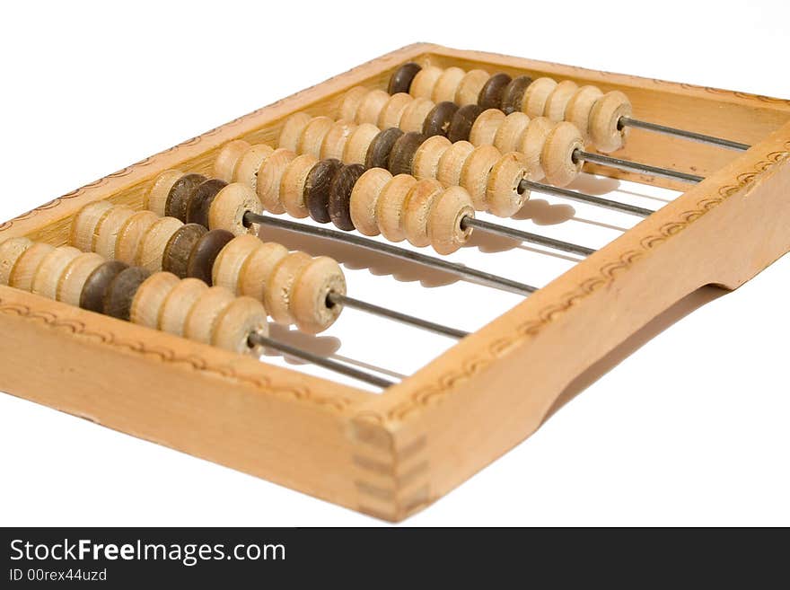 Old abacus on white isolated background