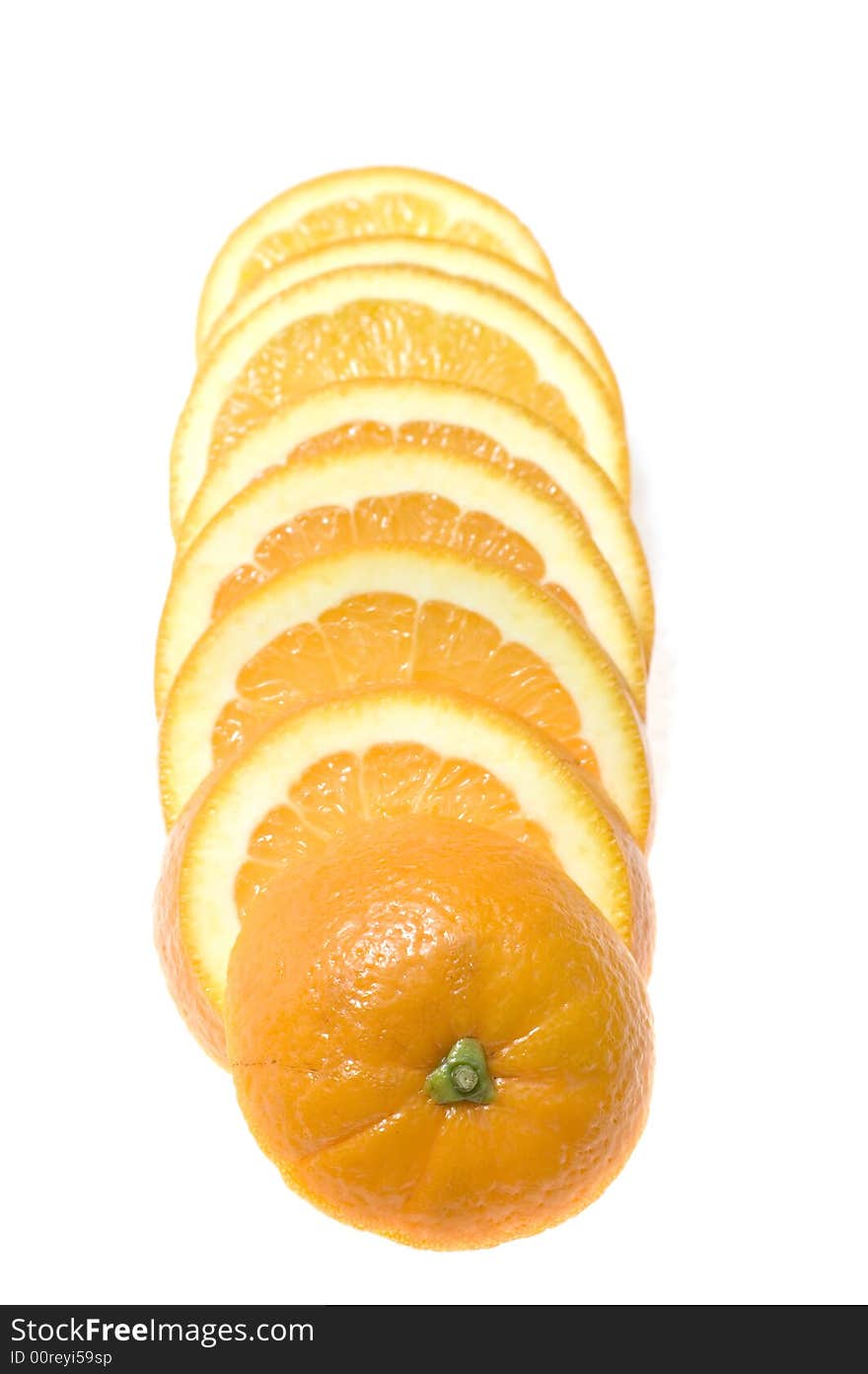 Cutting orange on white