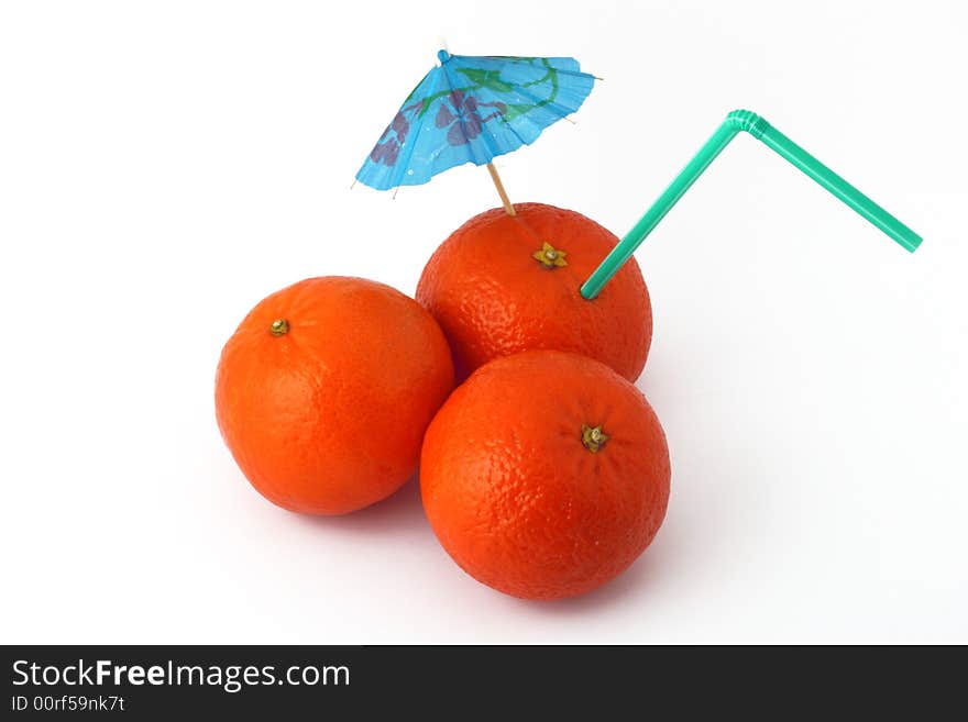 Fresh oranges with tubules inside