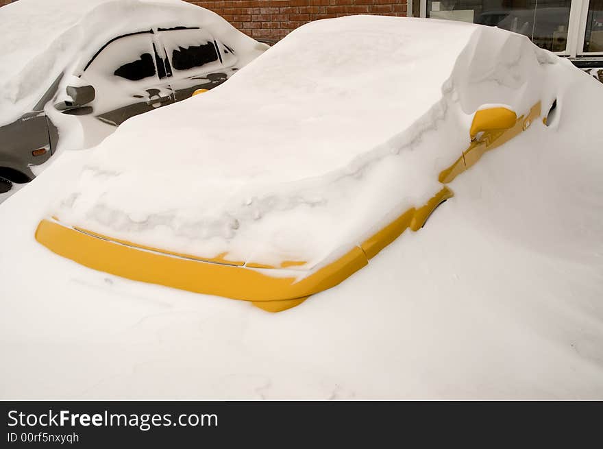 Car after abundant snowfall.Winter. Car after abundant snowfall.Winter